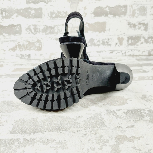 NEW Pedro Garcia Yuval Black Suede Slingback Open Toe Heeled Sandals T59 - Picture 6 of 11